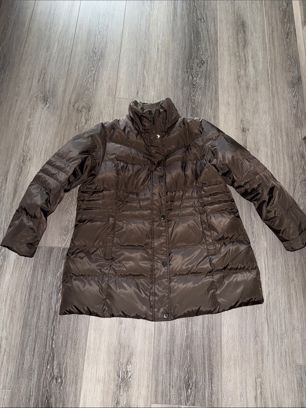 London Fog Chocolate Brown Quilted Puffer Coat